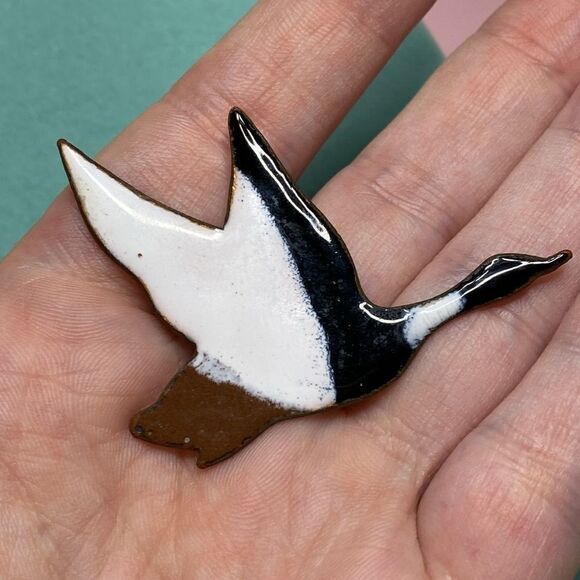 💛 Vintage Handmade Ceramic Canada Goose Brooch - Picture 3 of 4